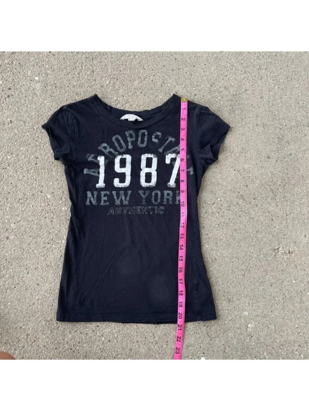 Vintage Y2K Aeropostale Micro Mini T Shirt Black Spellout Mall Goth S Cotton Emo